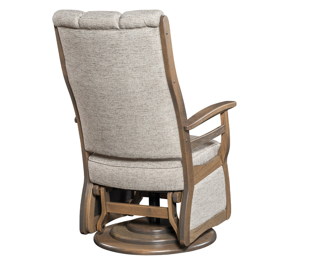 Sierra High Back Swivel Glider, wood arms