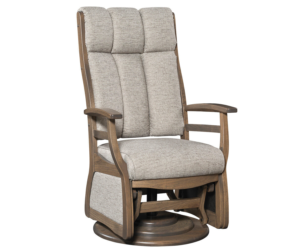 Sierra High Back Swivel Glider, wood arms