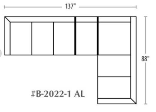 B-2022-1 Baltimore Left Sectional Sofa, 4-7 seats)