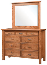 Image of customizable, solid wood Lindholt Shaker Style Dresser with Mirror from Harvest Home Interiors Amish Furniture