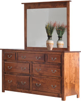 Image of customizable, solid wood Queen Esther Dresser and Mirror from Harvest Home Interiors Amish Furniture